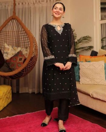 STITCHED 3 piece DRESS FA 223 Black