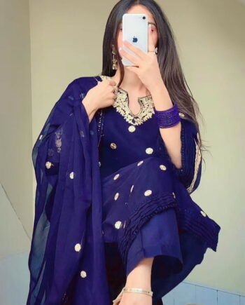 STITCHED 3 piece DRESS FA 223 Navy Blue