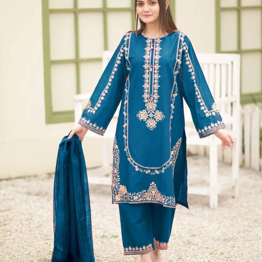 STITCHED 3 piece DRESS FA 224 C- ferozi
