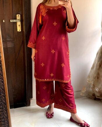 STITCHED 2 piece DRESS FA- 228 Red