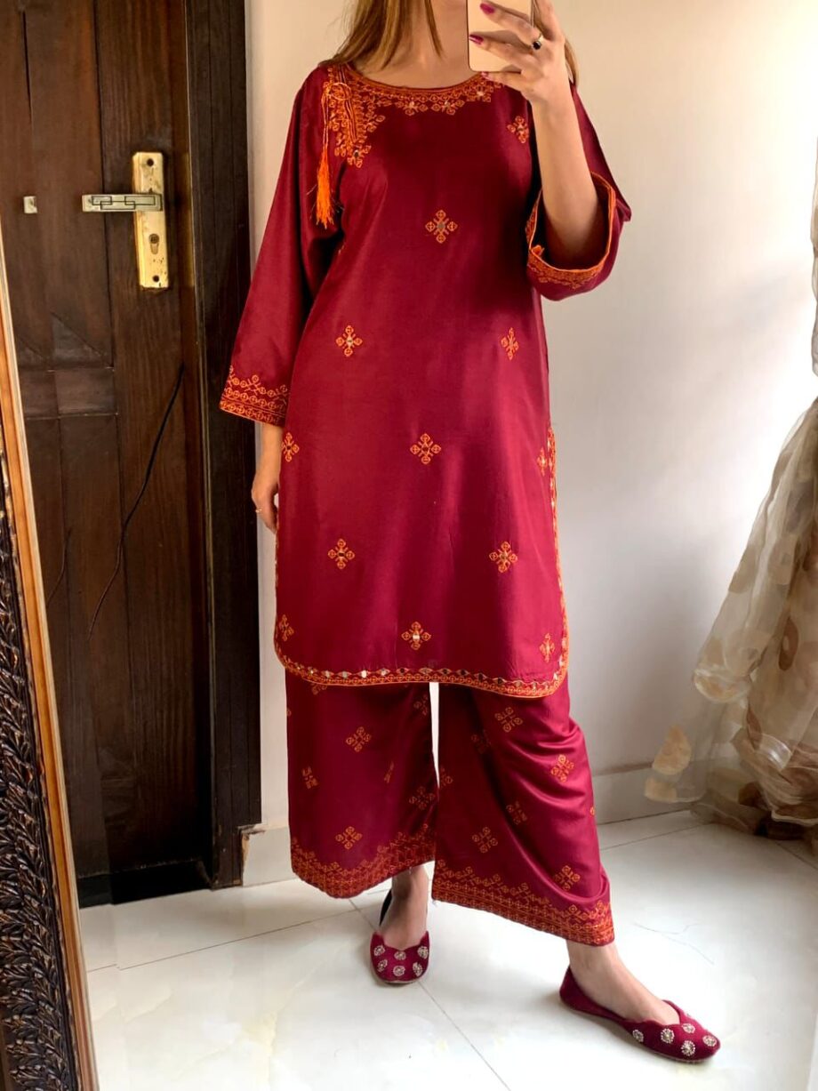 STITCHED 2 piece DRESS FA- 228 Red
